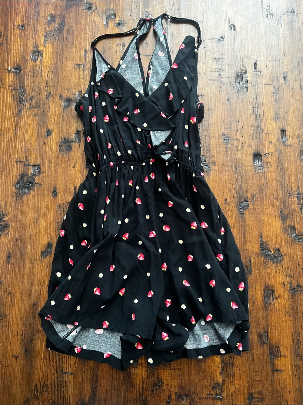 Black Floral Halter Kids Dress with Pink and White Accents